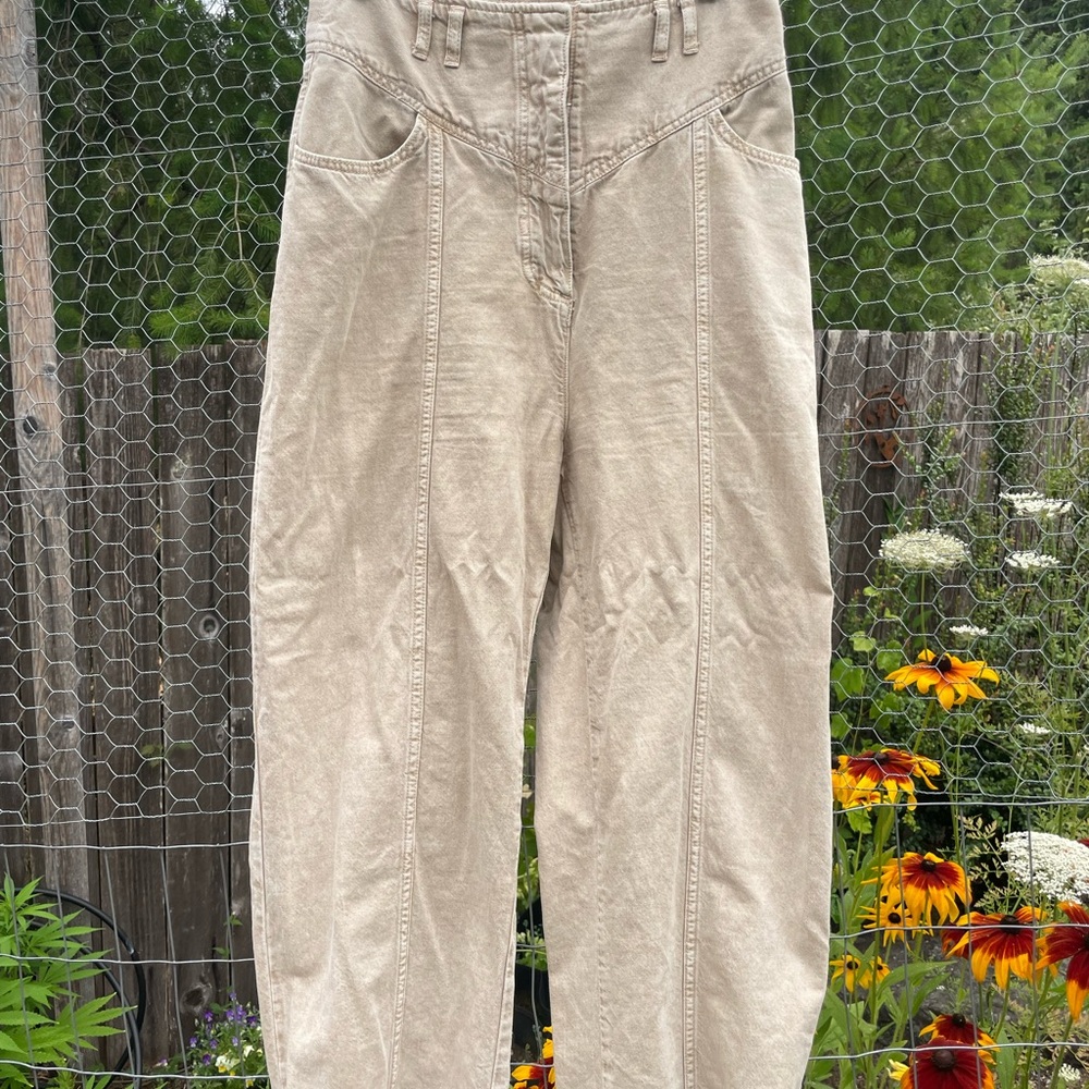 Ba&sh  Beige High-Waisted barrel Pants